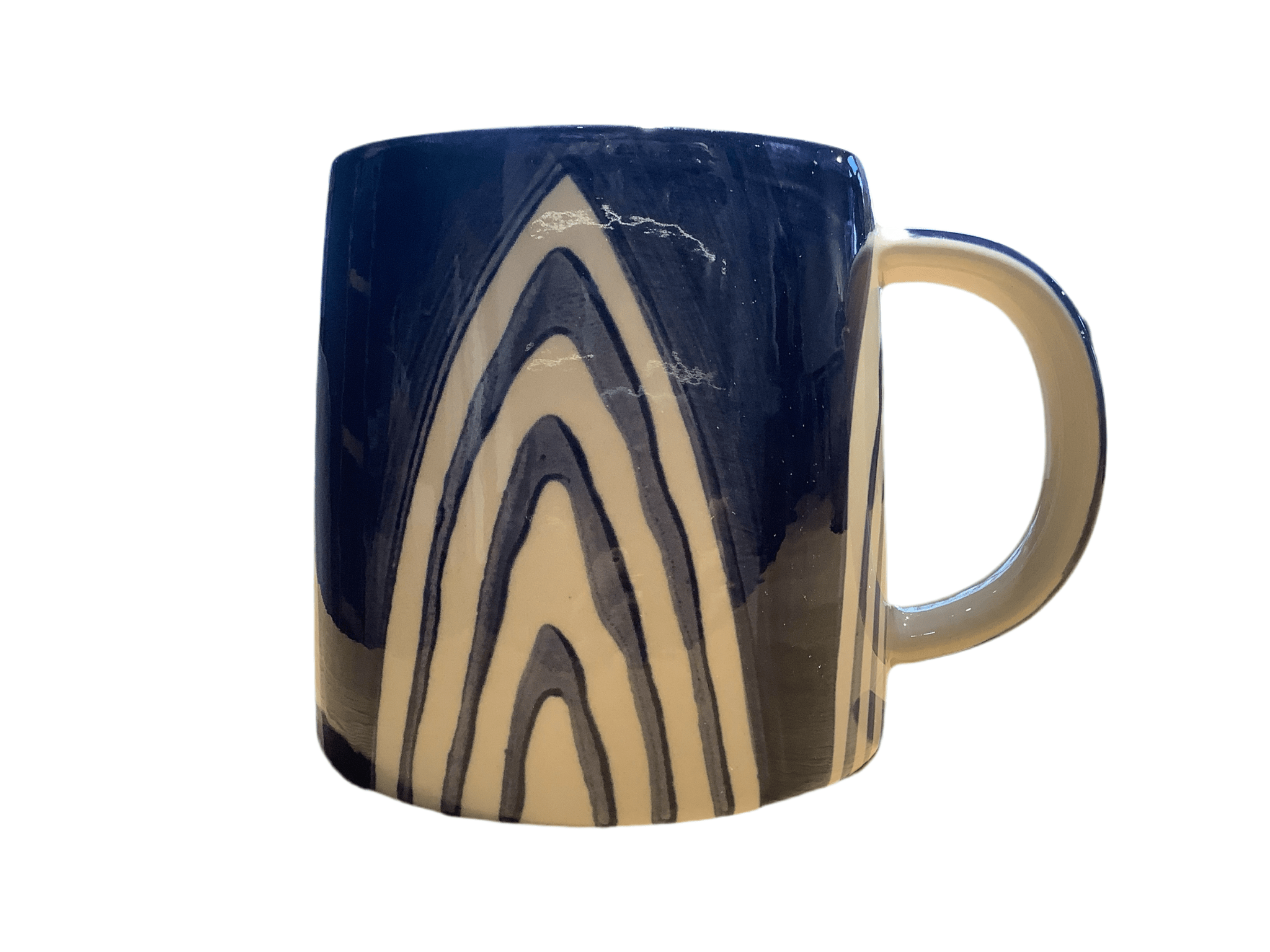 Tasse 0,5l, blau bemalt - Anton Doll Holzmanufaktur